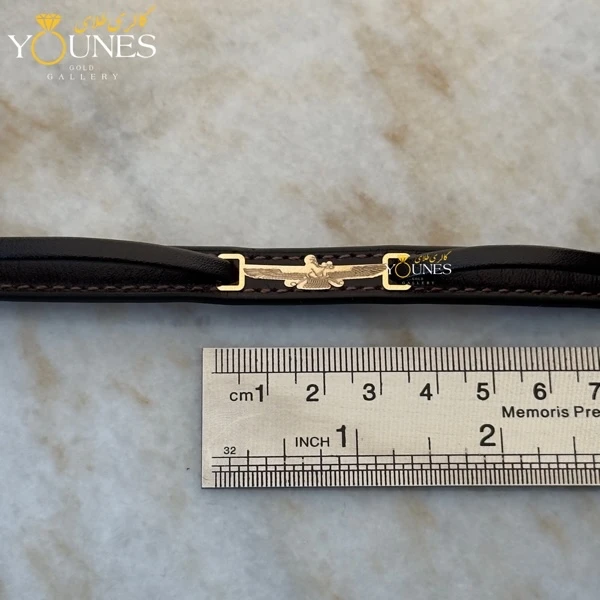 دستبند طلا فروهر چرم مردانه اهورا مزدا